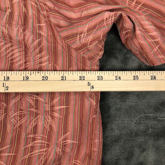 Tommy Bahama Button Shirt Mens L Burgundy Silk Blend Stripes Palms - Picture 7 of 9